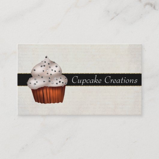 Elegant Silver Cupcake Visitekaartje met S (Voorkant)