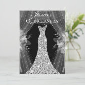 Elegant Silver Curtains Dress Quinceanera Party Kaart (Staand voorkant)