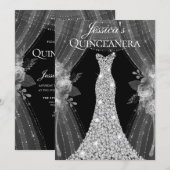 Elegant Silver Curtains Dress Quinceanera Party Kaart (Voorkant / Achterkant)