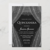 Elegant Silver Curtains Quinceanera Party Invite Kaart (Voorkant)