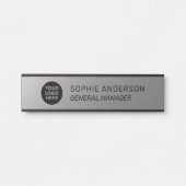 Elegant Silver Custom Logo Name Functie Deurbordje (Voorkant)