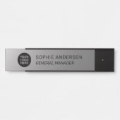 Elegant Silver Custom Logo Name Functie Deurbordje (Voorkant)