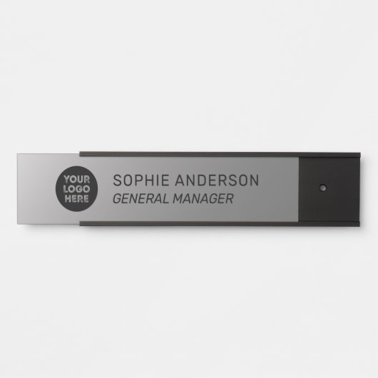 Elegant Silver Custom Logo Name Functie Deurbordje (Voorkant)