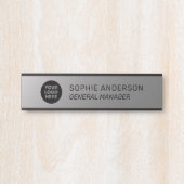 Elegant Silver Custom Logo Name Functie Deurbordje (Voorkant)