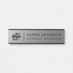 Elegant Silver Custom Logo Name Functie Deurbordje