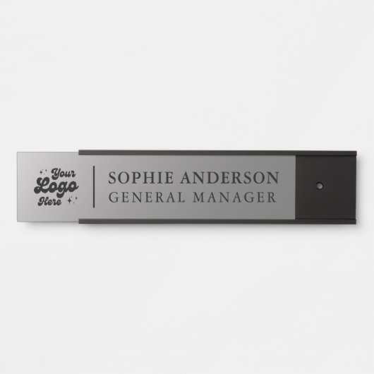 Elegant Silver Custom Logo Name Functie Deurbordje (Voorkant)