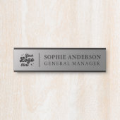 Elegant Silver Custom Logo Name Functie Deurbordje (Voorkant)