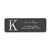 Elegant Silver Custom Monogram K Naam Etiket (Voorkant)