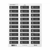 Elegant Silver Custom Monogram K Naam Etiket (Full Sheet)