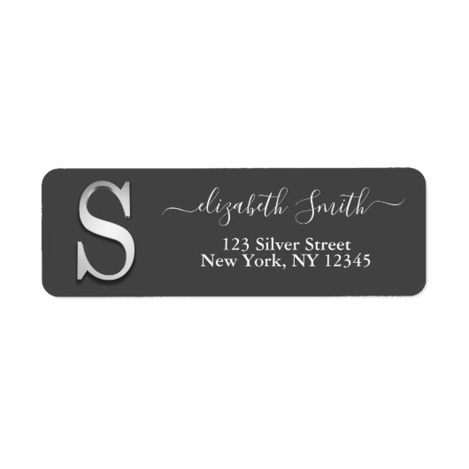 Elegant Silver Custom Monogram S Name Etiket (Voorkant)
