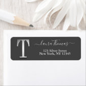 Elegant Silver Custom Monogram T Name Etiket (Insitu)