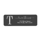 Elegant Silver Custom Monogram T Name Etiket (Voorkant)
