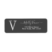 Elegant Silver Custom Monogram V Name Label (Voorkant)