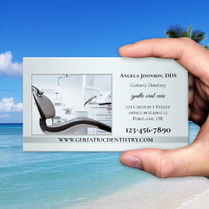 Elegant Silver Custom Photo Dentist Visitekaartje
