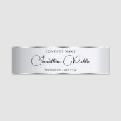 Elegant Silver Custom Typography Script Sjabloon Naamplaatje (Voorkant)