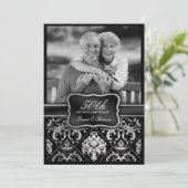 Elegant Silver Damask 50th Wedding Jubileum Kaart (Staand voorkant)