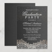 Elegant Silver Damask Afstudeerder Graduparty Kaart (Voorkant / Achterkant)