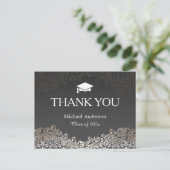 Elegant Silver Damask Afstuderen Hartelijk dank Briefkaart (Staand voorkant)