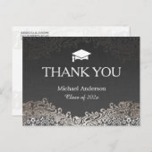 Elegant Silver Damask Afstuderen Hartelijk dank Briefkaart (Voorkant / Achterkant)