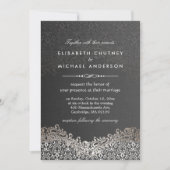 Elegant Silver Damask - Classic Formal Wedding Kaart (Voorkant)