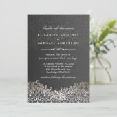 Elegant Silver Damask - Classic Formal Wedding Kaart (Staand voorkant)