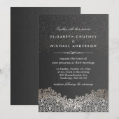 Elegant Silver Damask - Classic Formal Wedding Kaart (Voorkant / Achterkant)
