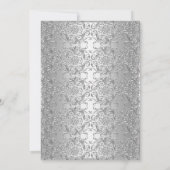 Elegant Silver Damask & Cross Baptism/Christening Kaart (Achterkant)