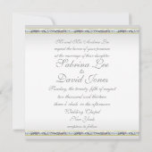 Elegant Silver Damask en Pink Rose Wedding Kaart (Achterkant)