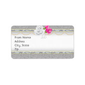 Elegant Silver Damask en Roos Monogram Address Etiket (Voorkant)