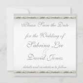 Elegant Silver Damask en Roze Rose sparen de Datum Save The Date (Achterkant)