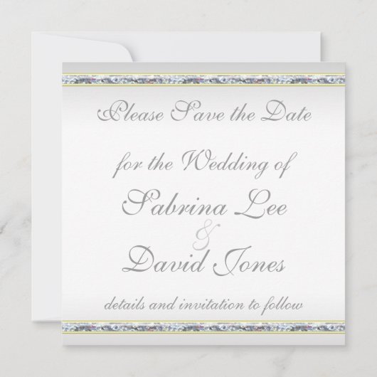 Elegant Silver Damask en Roze Rose sparen de Datum Save The Date (Achterkant)
