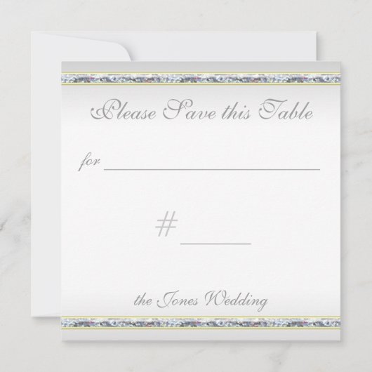 Elegant Silver Damask en roze Rose Table Number Kaart (Achterkant)