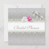 Elegant Silver Damask en Roze Rose Vrijgezellenfee Kaart (Voorkant)