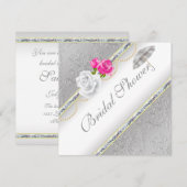 Elegant Silver Damask en Roze Rose Vrijgezellenfee Kaart (Voorkant / Achterkant)