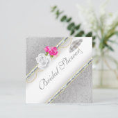 Elegant Silver Damask en Roze Rose Vrijgezellenfee Kaart (Staand voorkant)