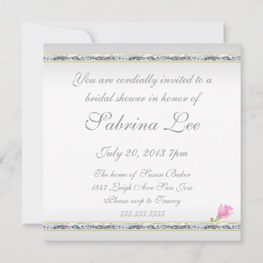 Elegant Silver Damask en Roze Rose Vrijgezellenfee Kaart (Achterkant)