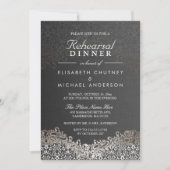 Elegant Silver Damask Formal Rehearsal Dinner Kaart (Voorkant)