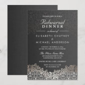 Elegant Silver Damask Formal Rehearsal Dinner Kaart (Voorkant / Achterkant)
