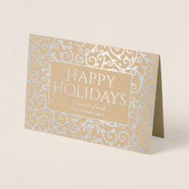 Elegant Silver Damask Holiday Corporate Business Folie Kaarten
