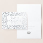 Elegant Silver Damask Holiday Corporate Business Folie Kaarten (Display)