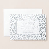 Elegant Silver Damask Holiday Corporate Business Folie Kaarten (Voorkant met envelop)