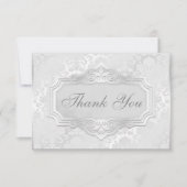 Elegant Silver Damask Wedding Bedankt (Voorkant)