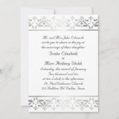 Elegant Silver damask Wedding Invitation Kaart (Voorkant)