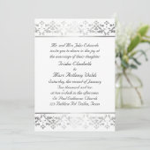 Elegant Silver damask Wedding Invitation Kaart (Staand voorkant)