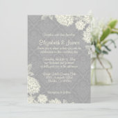 Elegant Silver Damask Wedding Invitations Kaart (Staand voorkant)