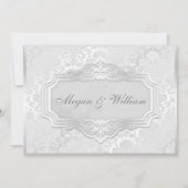 Elegant Silver Damask Wedding Kaart (Voorkant)
