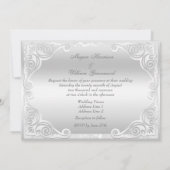 Elegant Silver Damask Wedding Kaart (Achterkant)