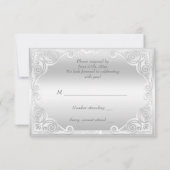 Elegant Silver Damask Wedding Rsvp Kaart (Achterkant)