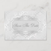 Elegant Silver Damask Wedding Save the Date (Voorkant)