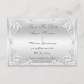 Elegant Silver Damask Wedding Save the Date (Achterkant)